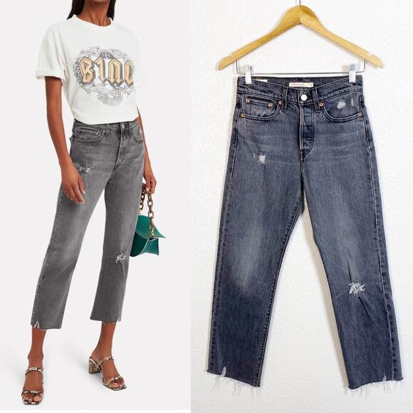 Levi's Premium Women's Wedgie Icon High Rise Straight Jean in Grey Size 24 - Picture 1 of 14